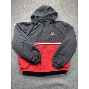 Vos Sports Blackjack Pizza Coat Red Black Hooded Fleece Lined Vintage Mens XL